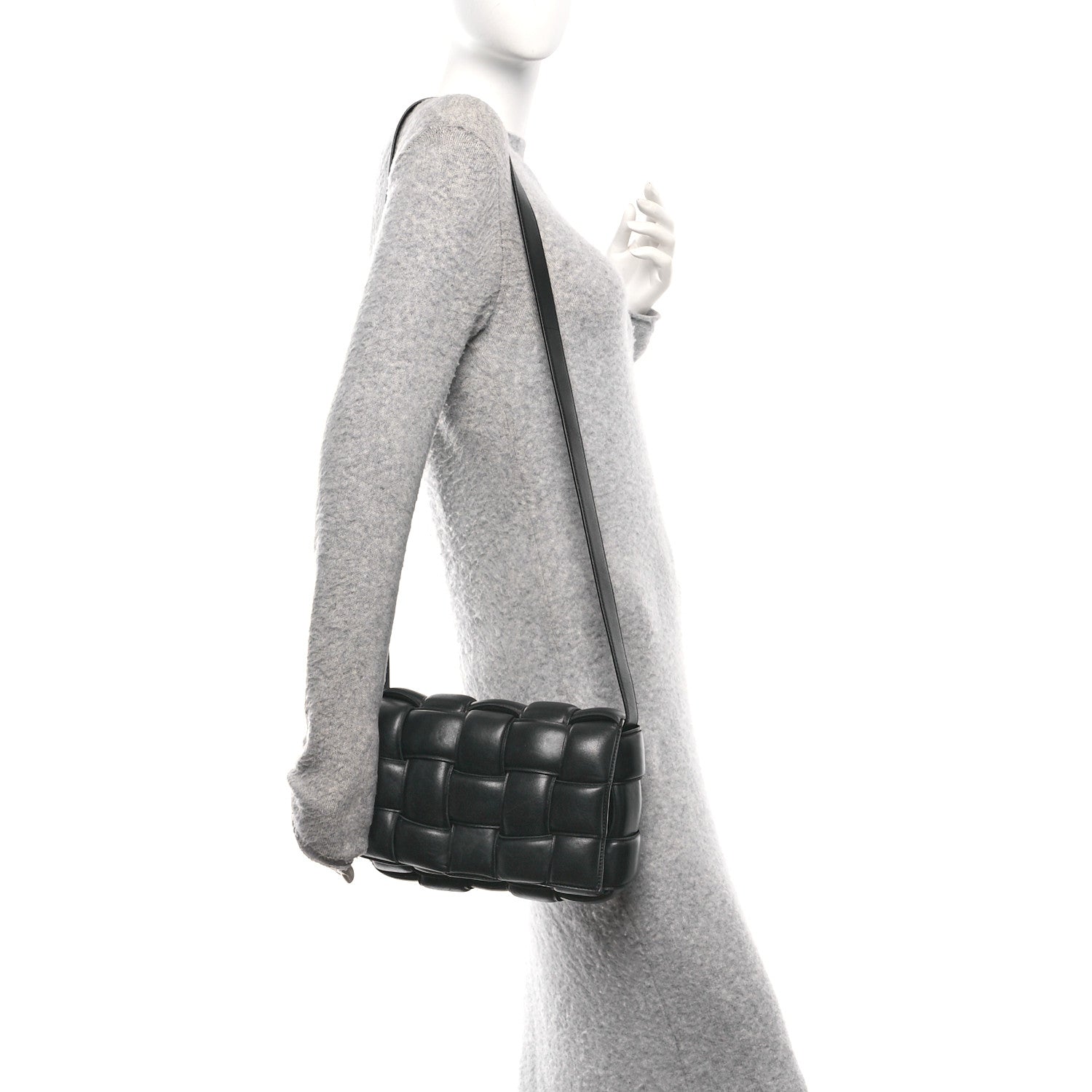 Nappa Maxi Intreccio Padded Cassette Crossbody Bag Black
