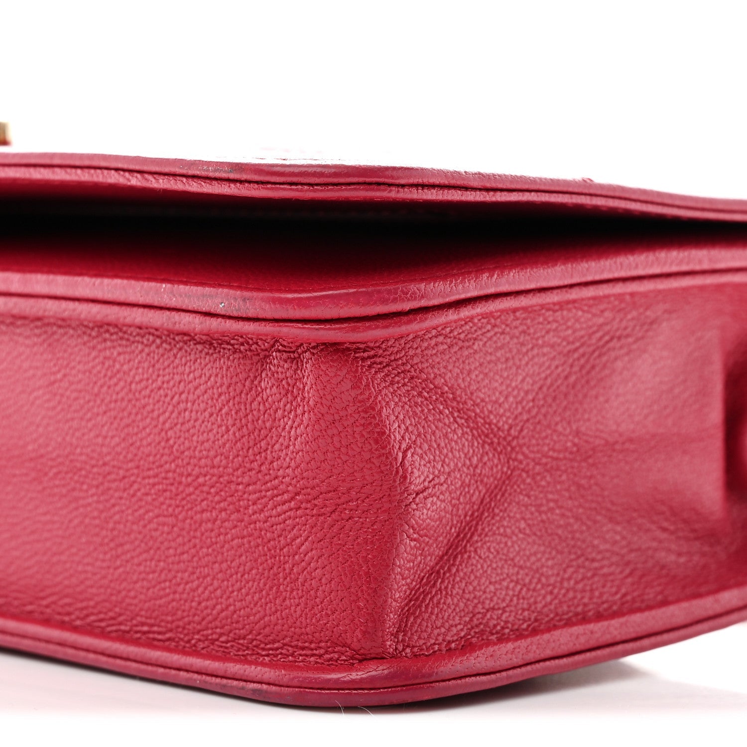 Sheepskin Chevron Quilted Vintage Mademoiselle Wallet On Chain WOC Dark Pink