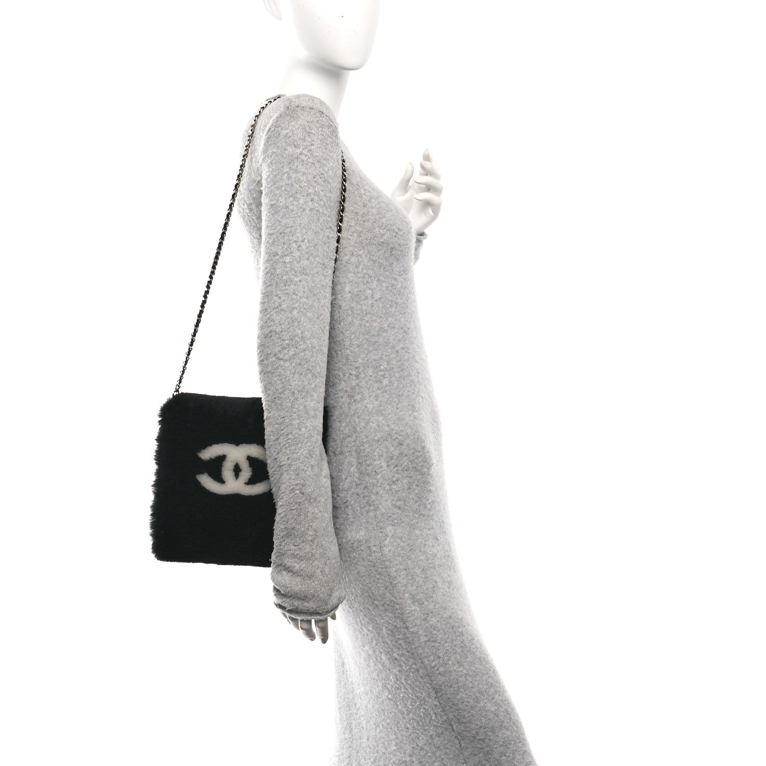 Muff Shearling Lambskin Bag Black Ecru