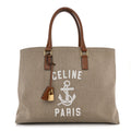 Canvas Calfskin Paris Horizontal Cabas Tan