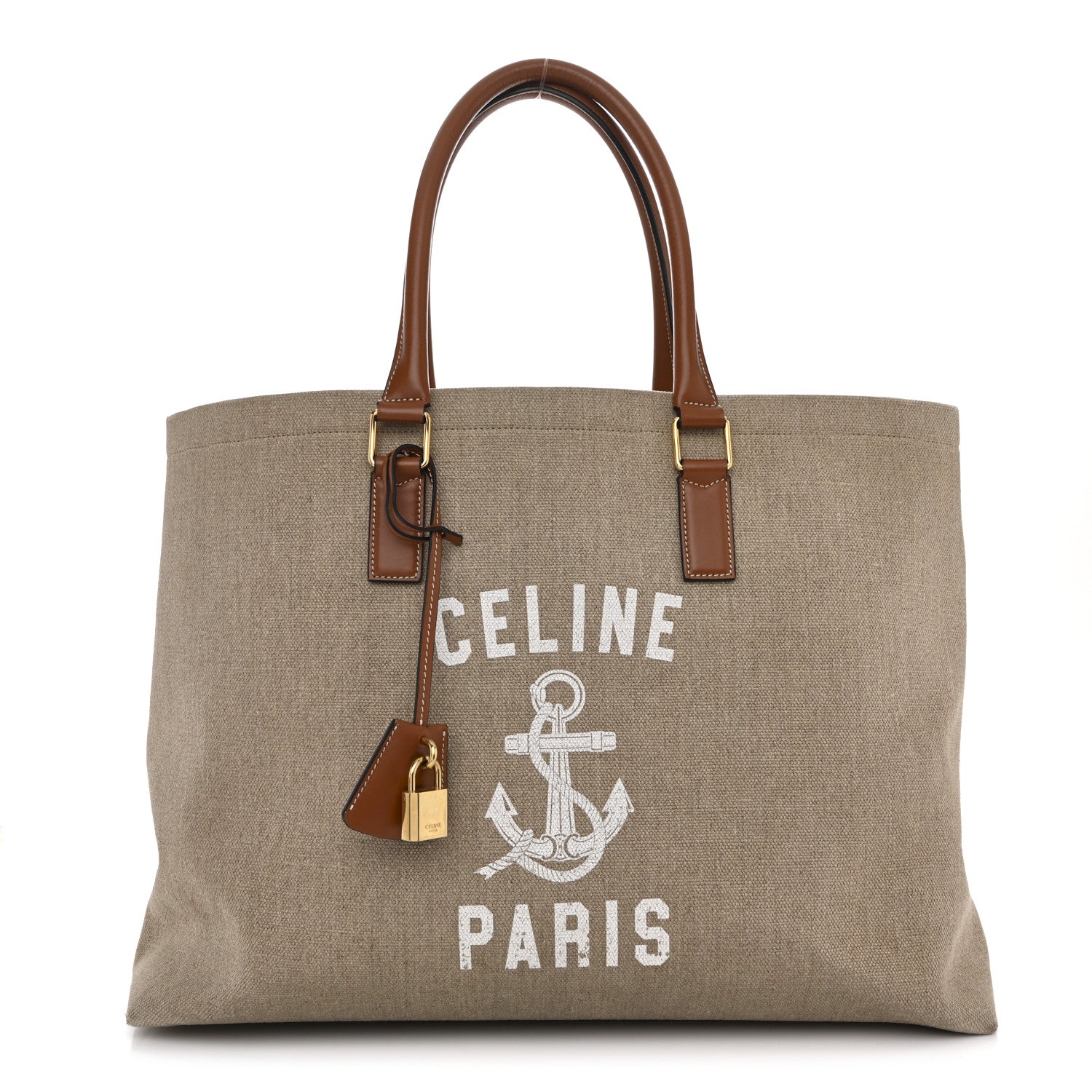 Canvas Calfskin Paris Horizontal Cabas Tan