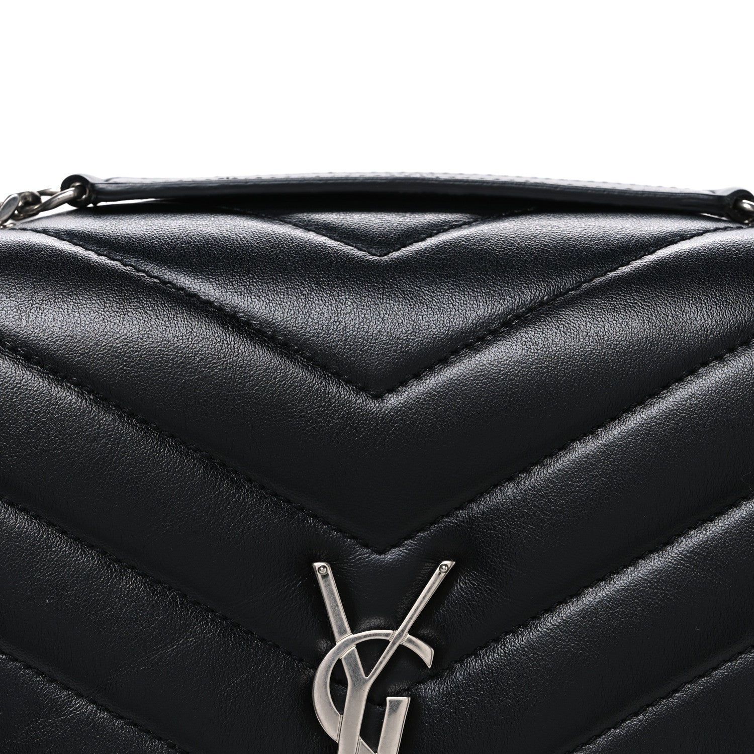 Calfskin Y Quilted Monogram Medium Loulou Chain Satchel Black