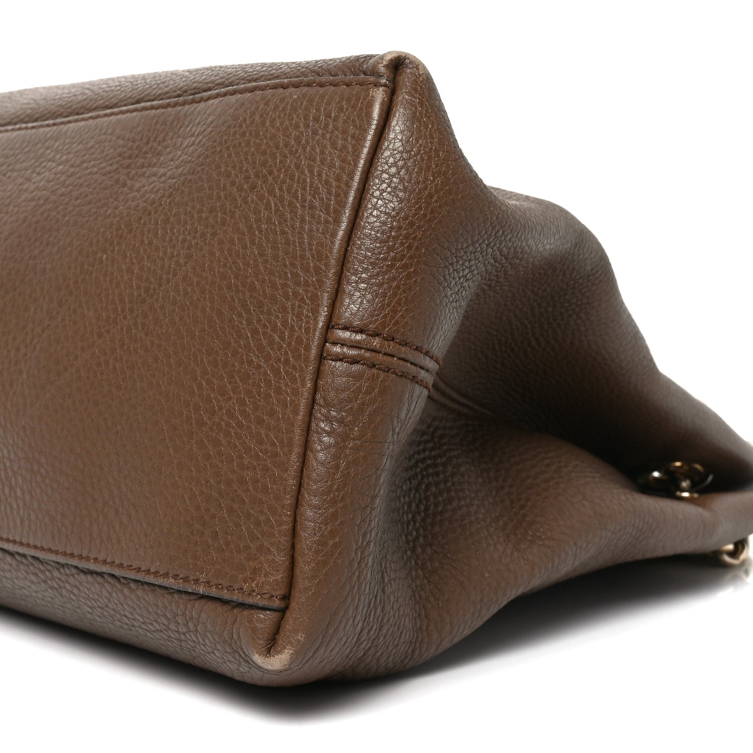 Pebbled Calfskin Medium Soho Chain Shoulder Bag Maple Brown