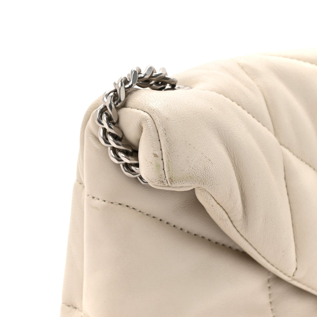 Lambskin Quilted Toy Loulou Puffer Monogram Chain Satchel Crema Soft