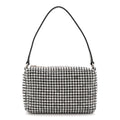 Mesh Crystal Rhinestone Mini Heiress Pouch Black Silver