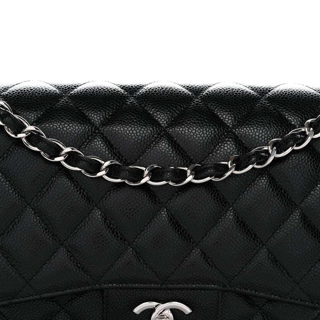 Caviar Quilted Jumbo Double Flap Black