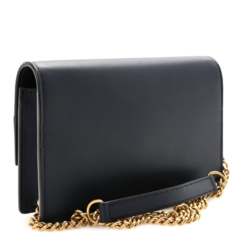 Calfskin Tiger Studded Chain Wallet Blue Agata Hibiscus Red Mystic White