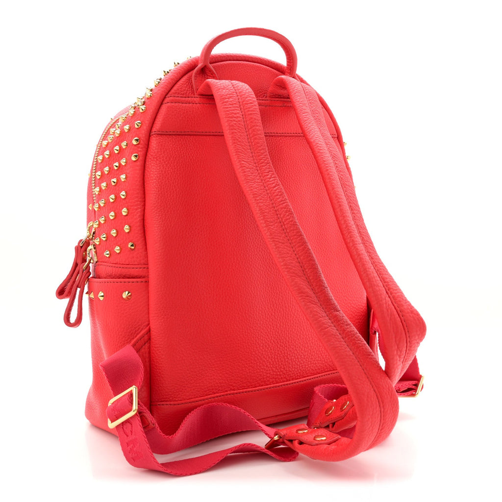 Grainy Lambskin Crystal Studded Small Stark Backpack Red