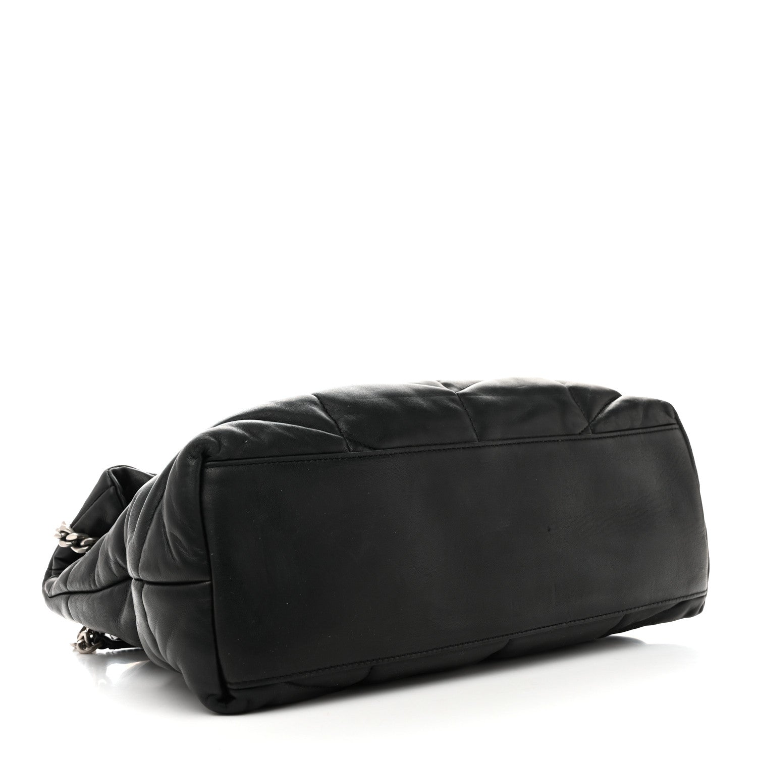 Lambskin Quilted Medium Loulou Puffer Monogram Chain Satchel Black