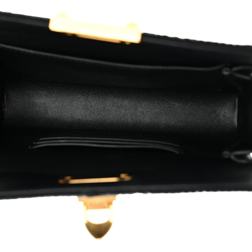 Beaded Rockstud Evening Clutch Black