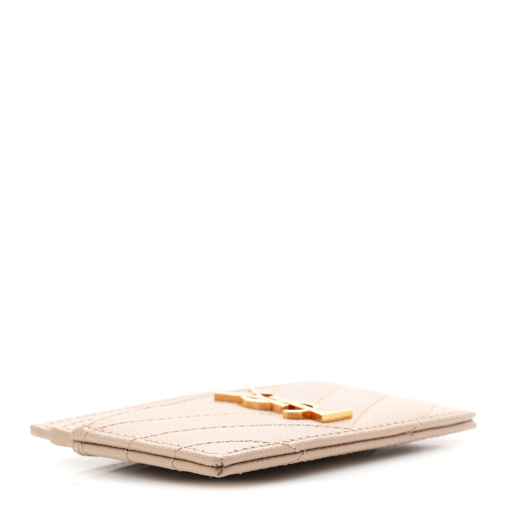 Grain De Poudre Matelasse Chevron Monogram Credit  Case Dark Beige