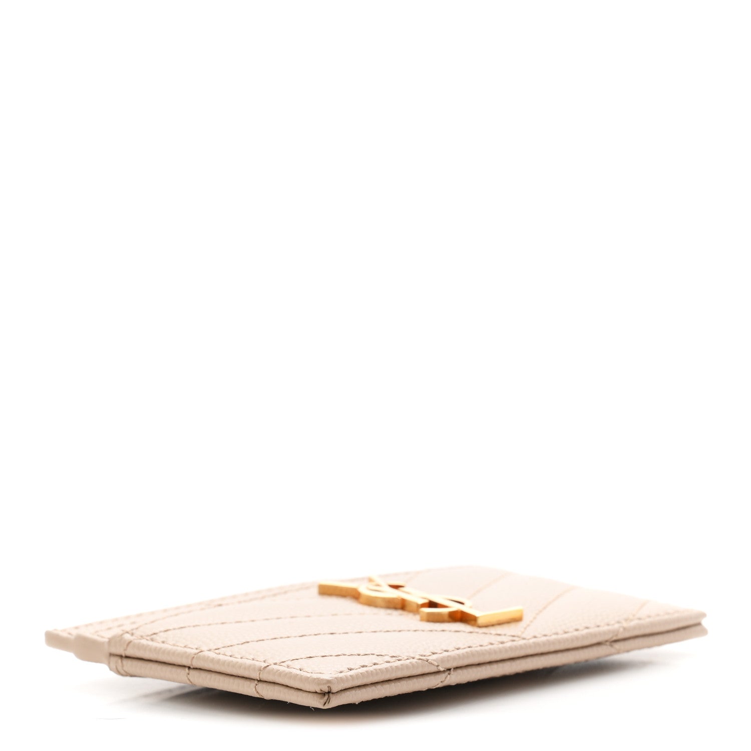 Grain De Poudre Matelasse Chevron Monogram Credit  Case Dark Beige