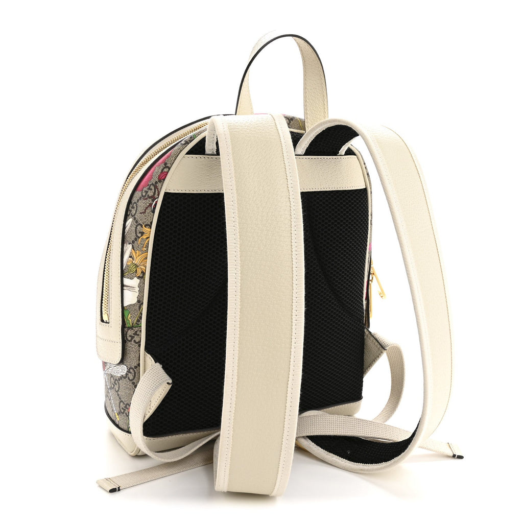 GG Supreme Monogram Flora Web Small Ophidia Day Backpack White