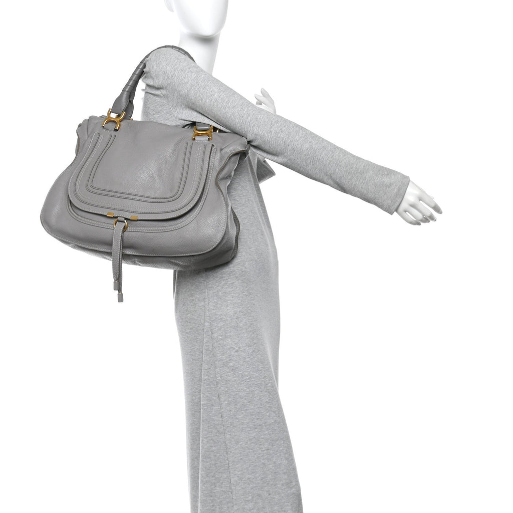 Calfskin Large Marcie Satchel Cashmere Grey