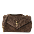 Suede Chevron Quilted Medium LouLou Bark Brown