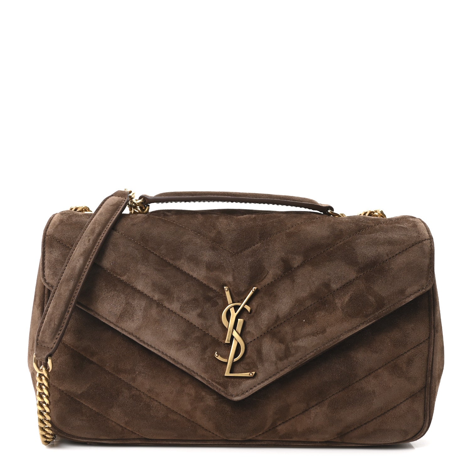 Suede Chevron Quilted Medium LouLou Bark Brown