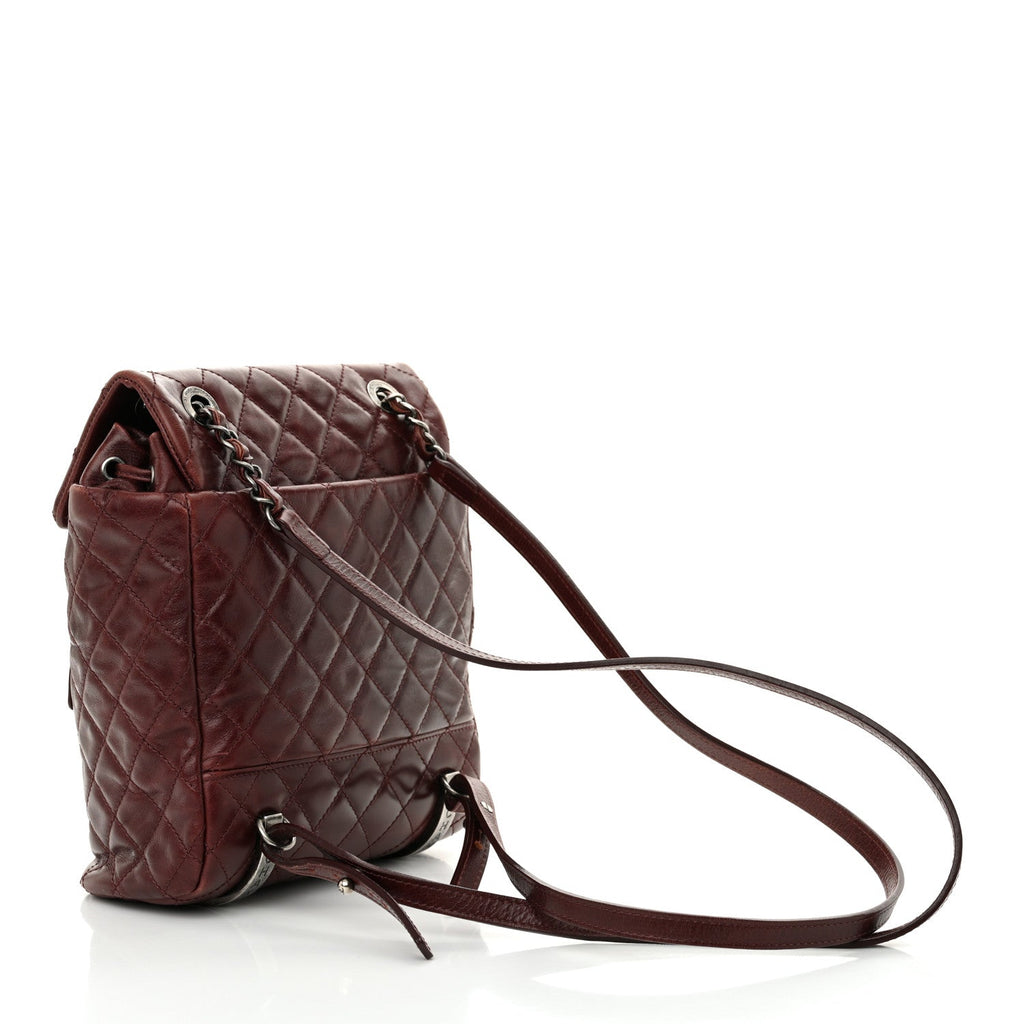 Glazed Calfskin Quilted Small Salzburg Backpack Burgundy