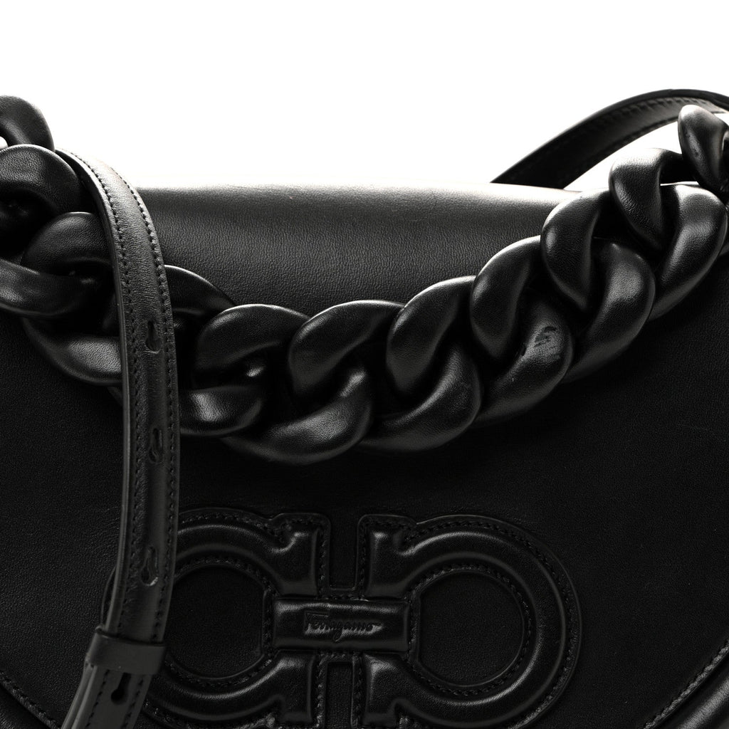 Calfskin Aura Shoulder Bag Black