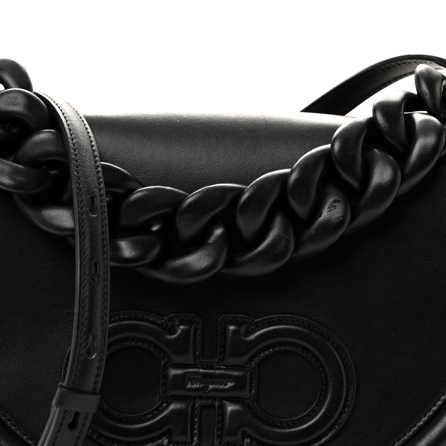 Calfskin Aura Shoulder Bag Black