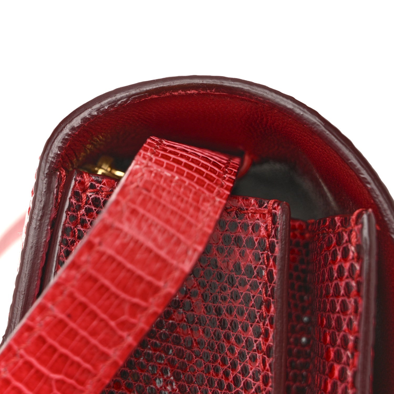 Lizard Medium Classic Box Flap Bag Ruby