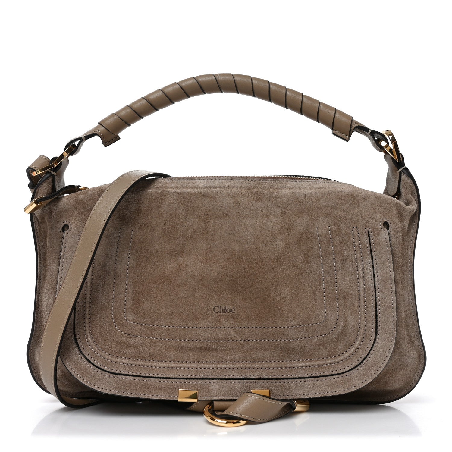 Suede Calfskin Small Marcie Shoulder Bag Boyish Brown