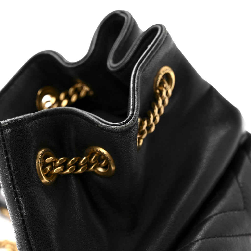 Lambskin Matelasse Monogram Joe Nano Bucket Bag Black