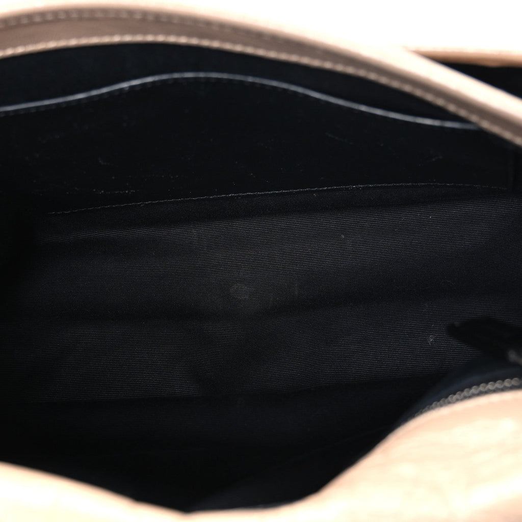 Crinkled Calfskin Matelasse Monogram Medium Niki Chain Satchel Light Taupe