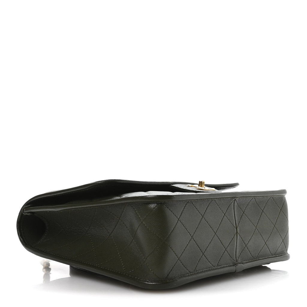 Caviar Quilted School Memory Backpack Dark Green