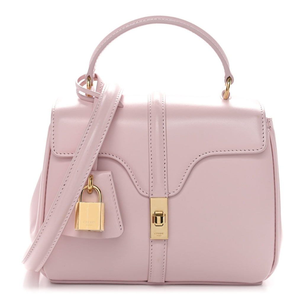 Satinated Calfskin Mini 16 Top Handle Bag Pastel Pink