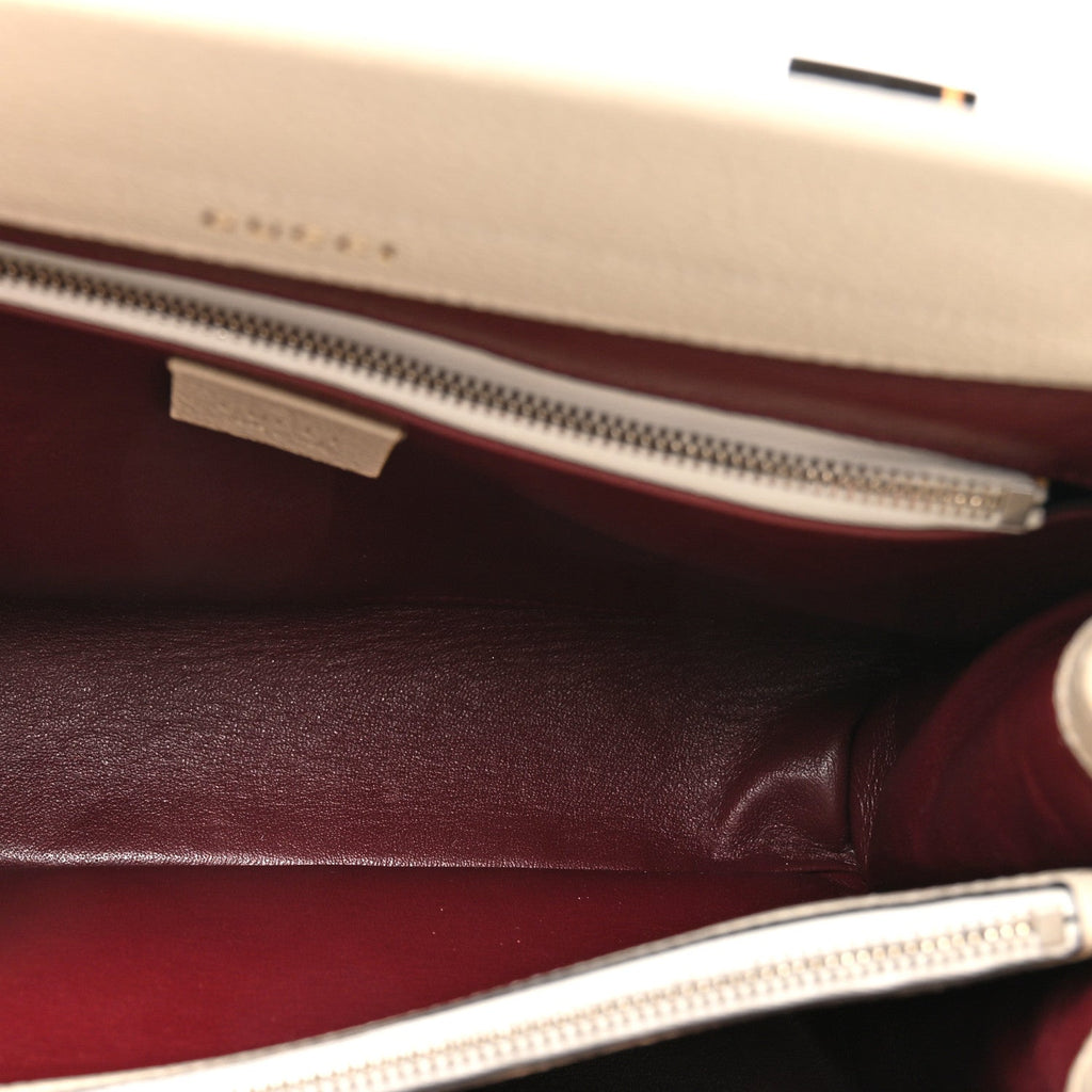 Grainy Calfskin Small Zumi Top Handle Bag Mystic White