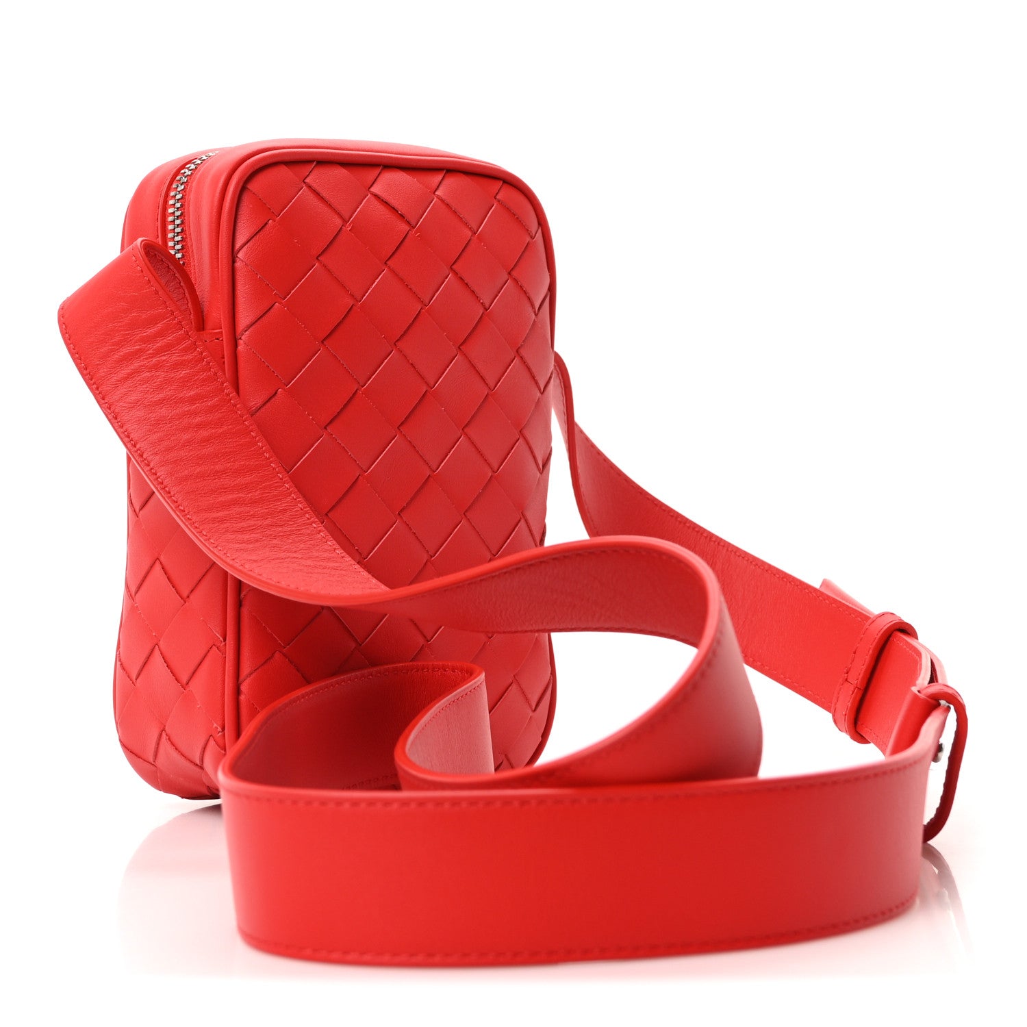 Nappa Intrecciato Phone Case Crossbody Bag Redstone
