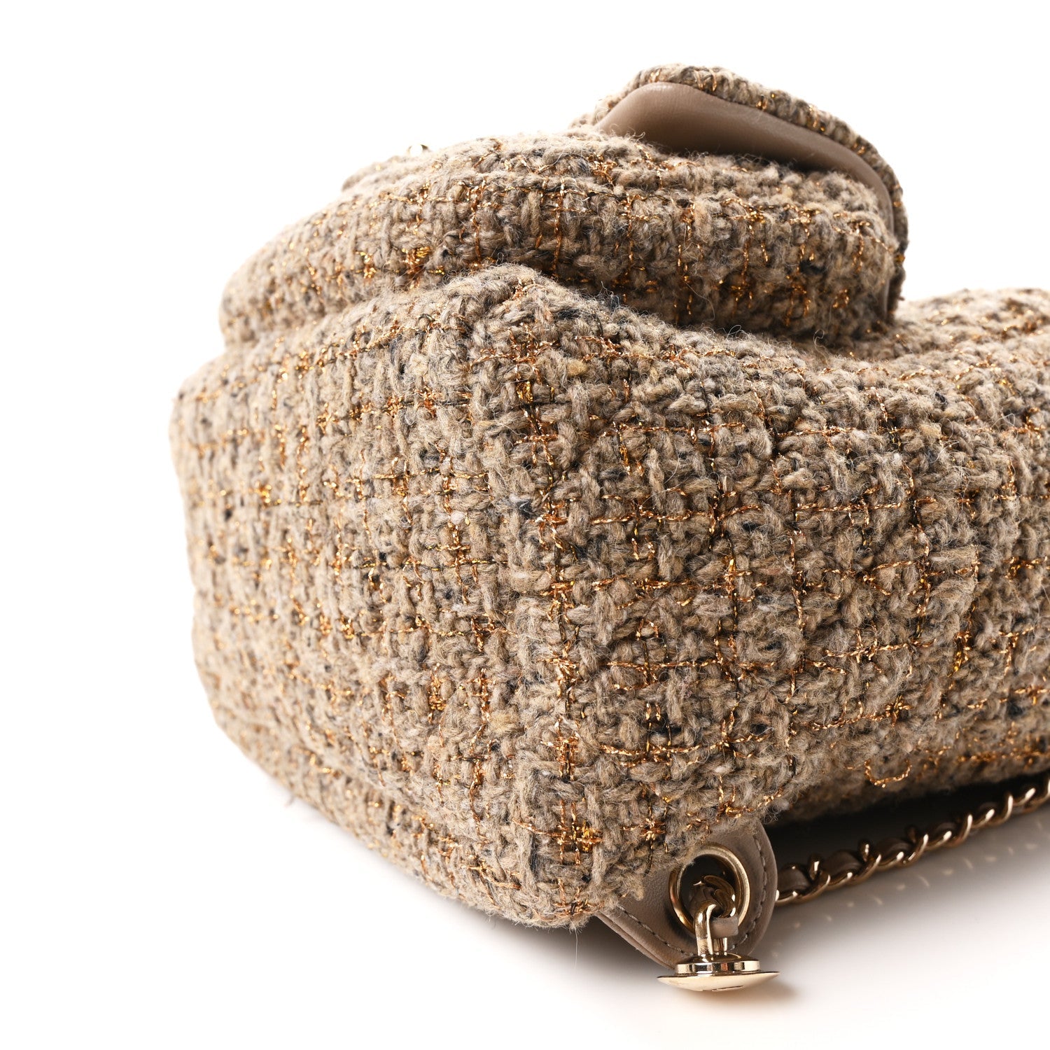 Tweed Front Pocket Backpack Beige