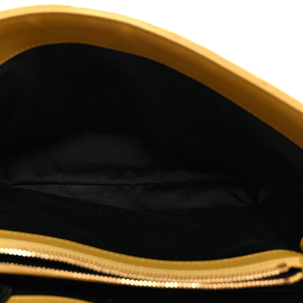 Suede Y Quilted Monogram Medium Loulou Chain Satchel Chartreuse