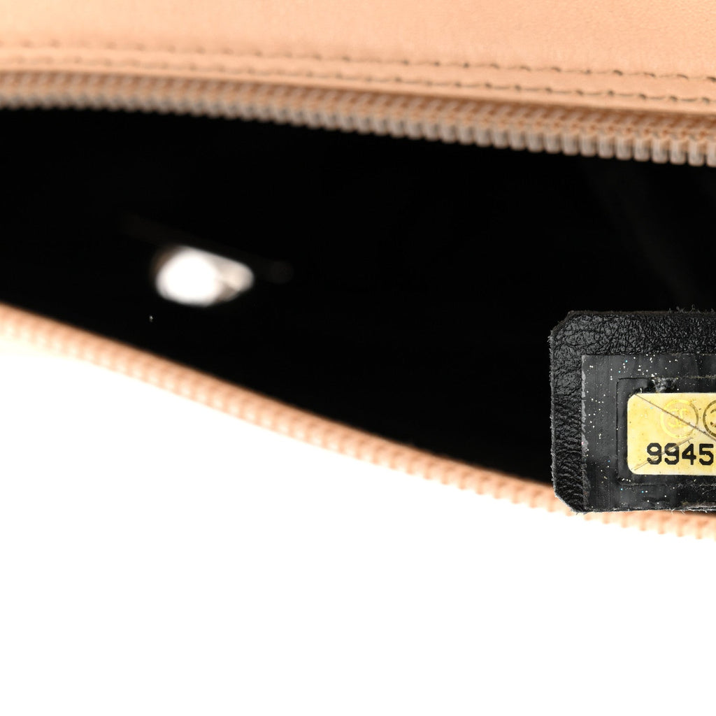 Calfskin Quilted Large Cambon Multipocket Reporter Beige Black