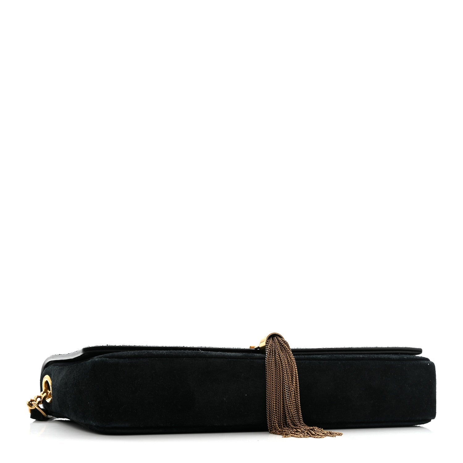 Suede Monogram Tassel Kate 99 Baguette Bag Black