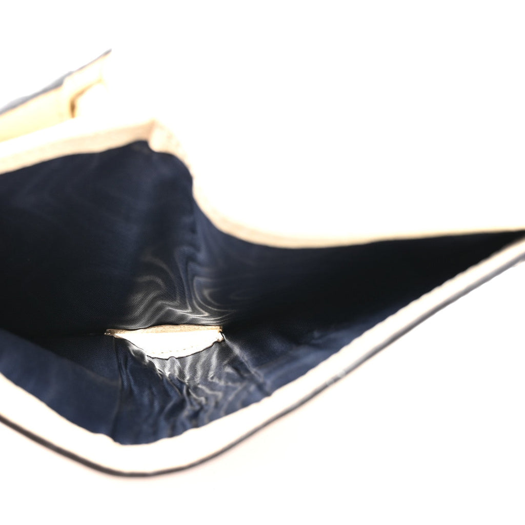 Textured Calfskin Web Ophidia  Case Mystic White