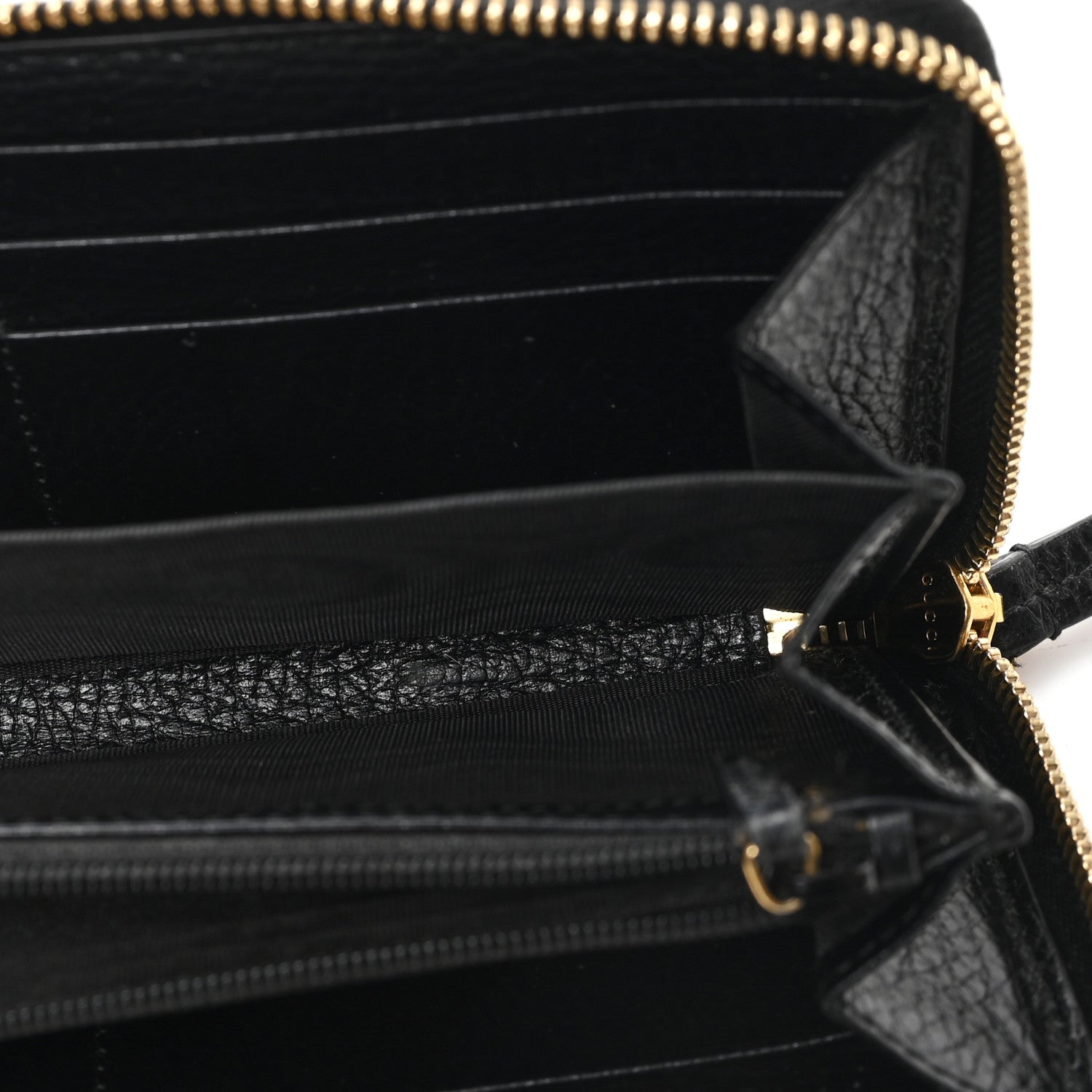 Dollar Calfskin GG Marmont Zip Around Wallet Black