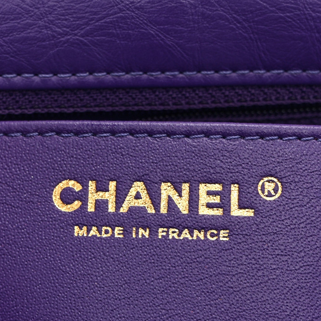 Aged Calfskin Quilted 2.55 Reissue Mini Flap Purple