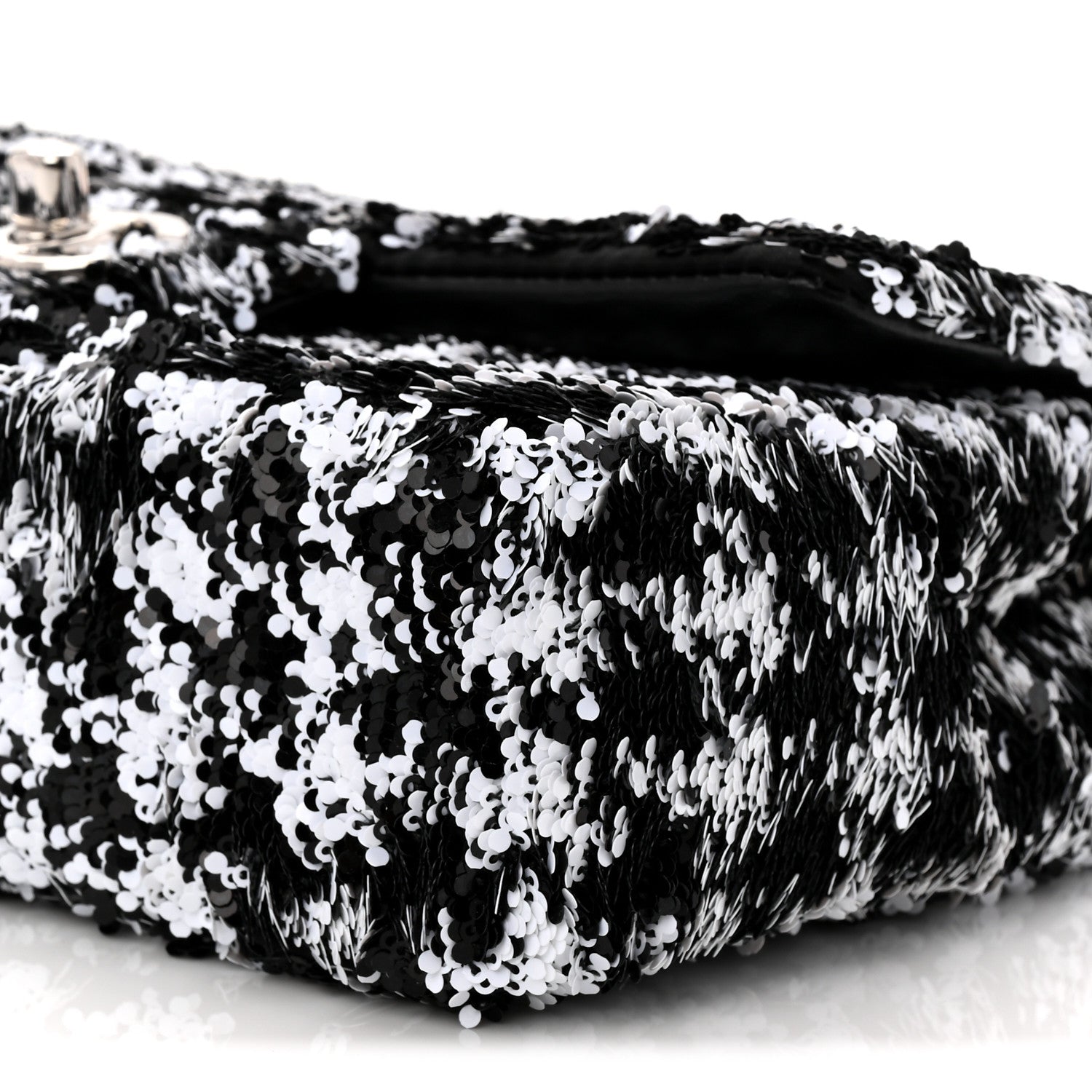 Sequin Houndstooth Small Flap Black White