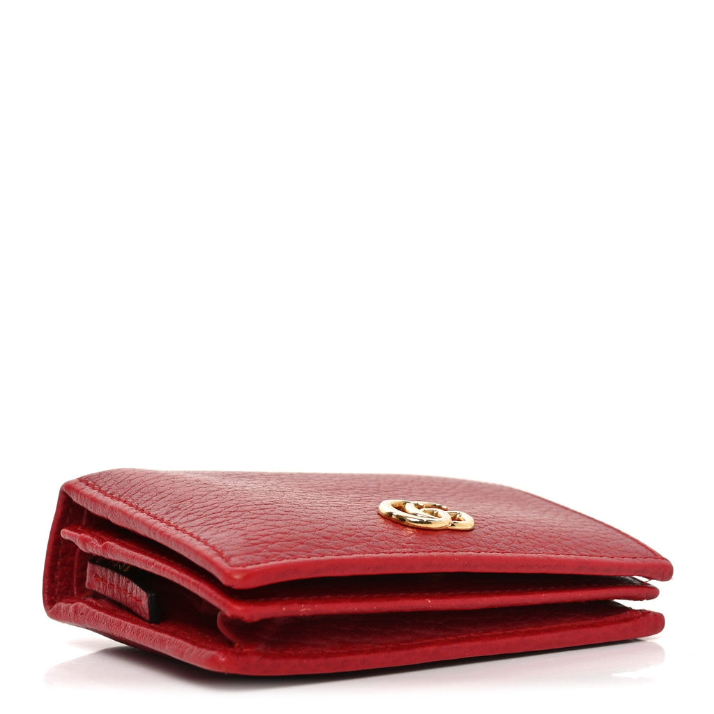 Pebbled Calfskin GG Marmont  Case Hibiscus Red