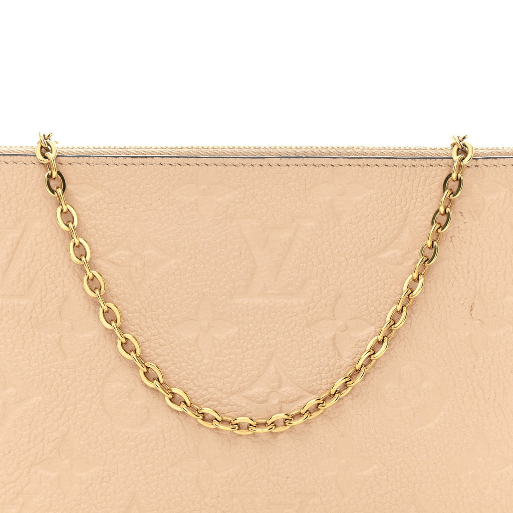 Empreinte Double Zip Pochette Beige Rose Creme