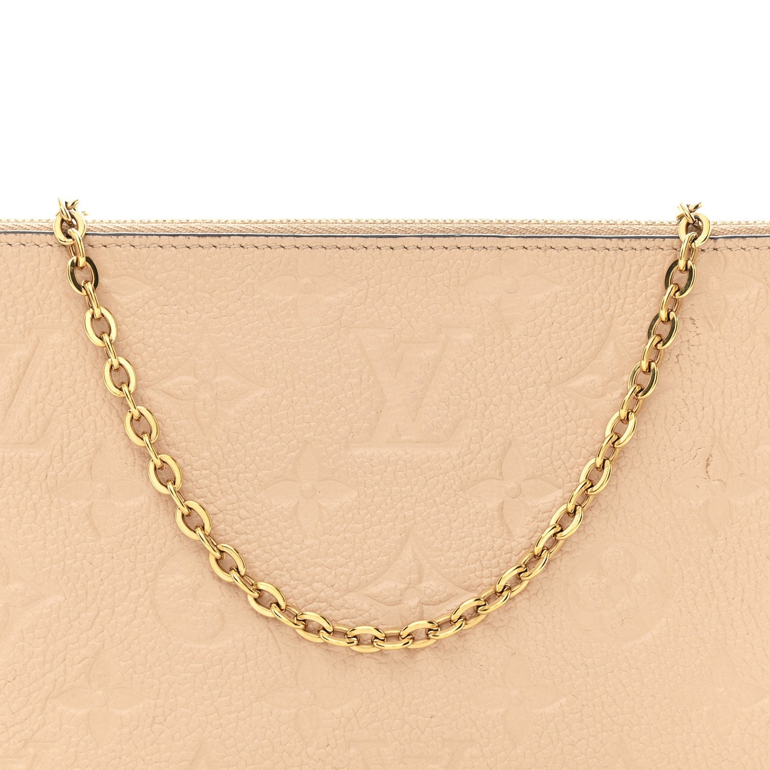 Empreinte Double Zip Pochette Beige Rose Creme