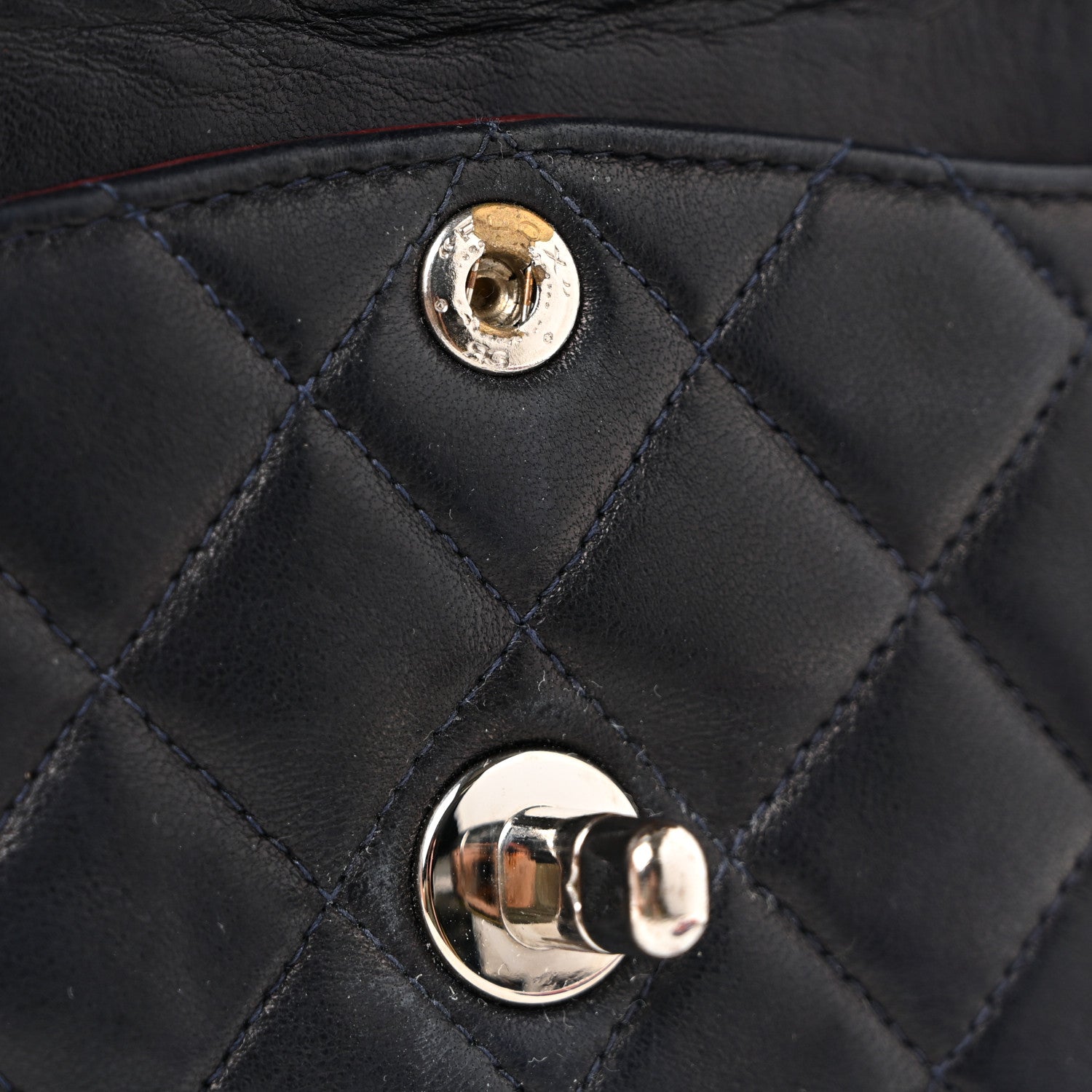 Lambskin Quilted Small Double Flap Navy