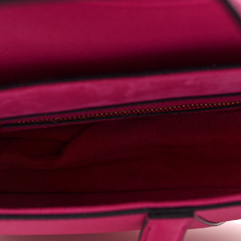 Grained Calfskin Saddle Bag With Strap Fuchsia
