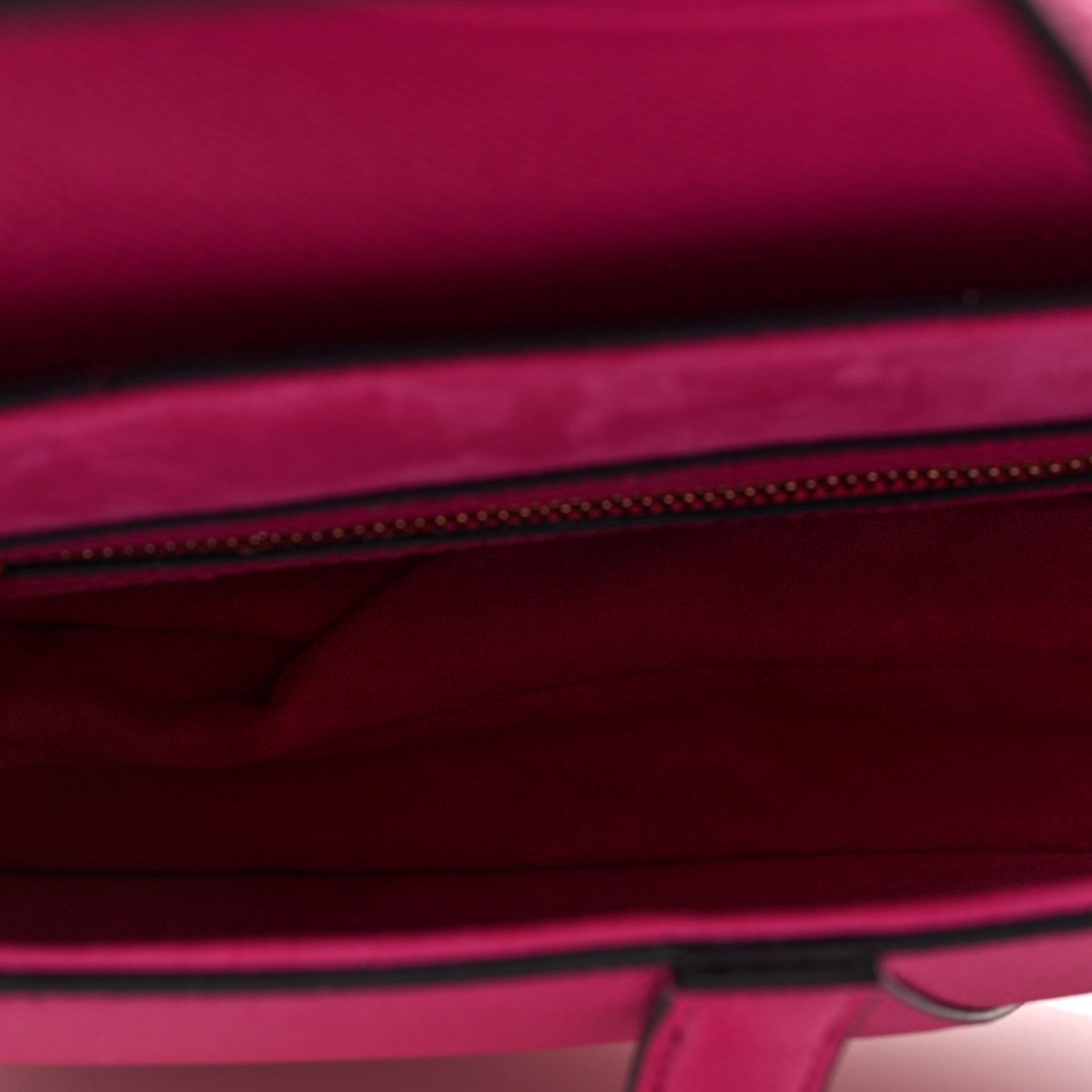 Grained Calfskin Saddle Bag With Strap Fuchsia