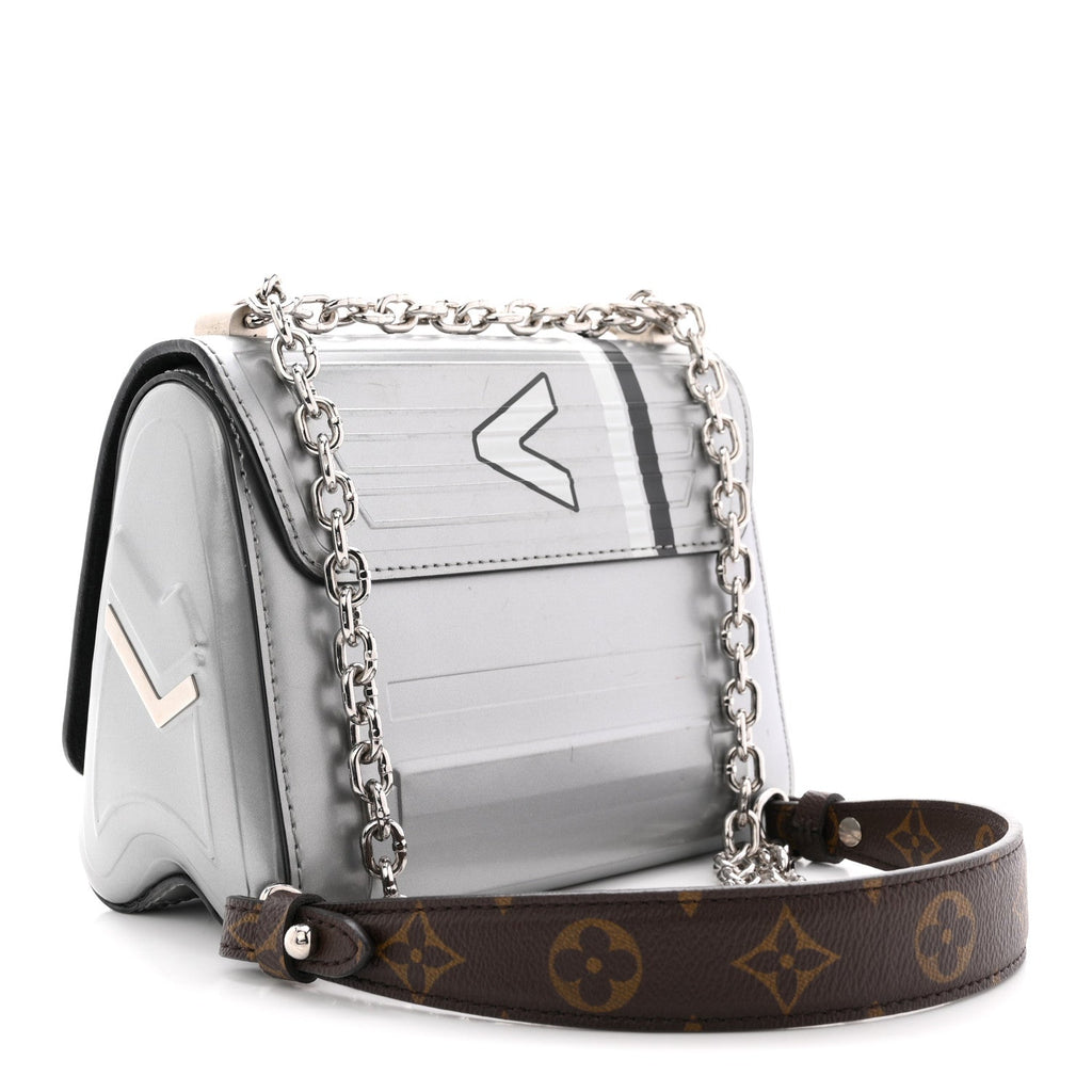 Calfskin Monogram Spaceship Embossed Twist Shoulder Bag PM Argent