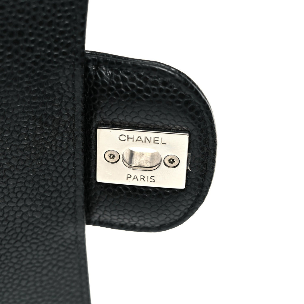 Caviar Quilted Small Double Flap Black