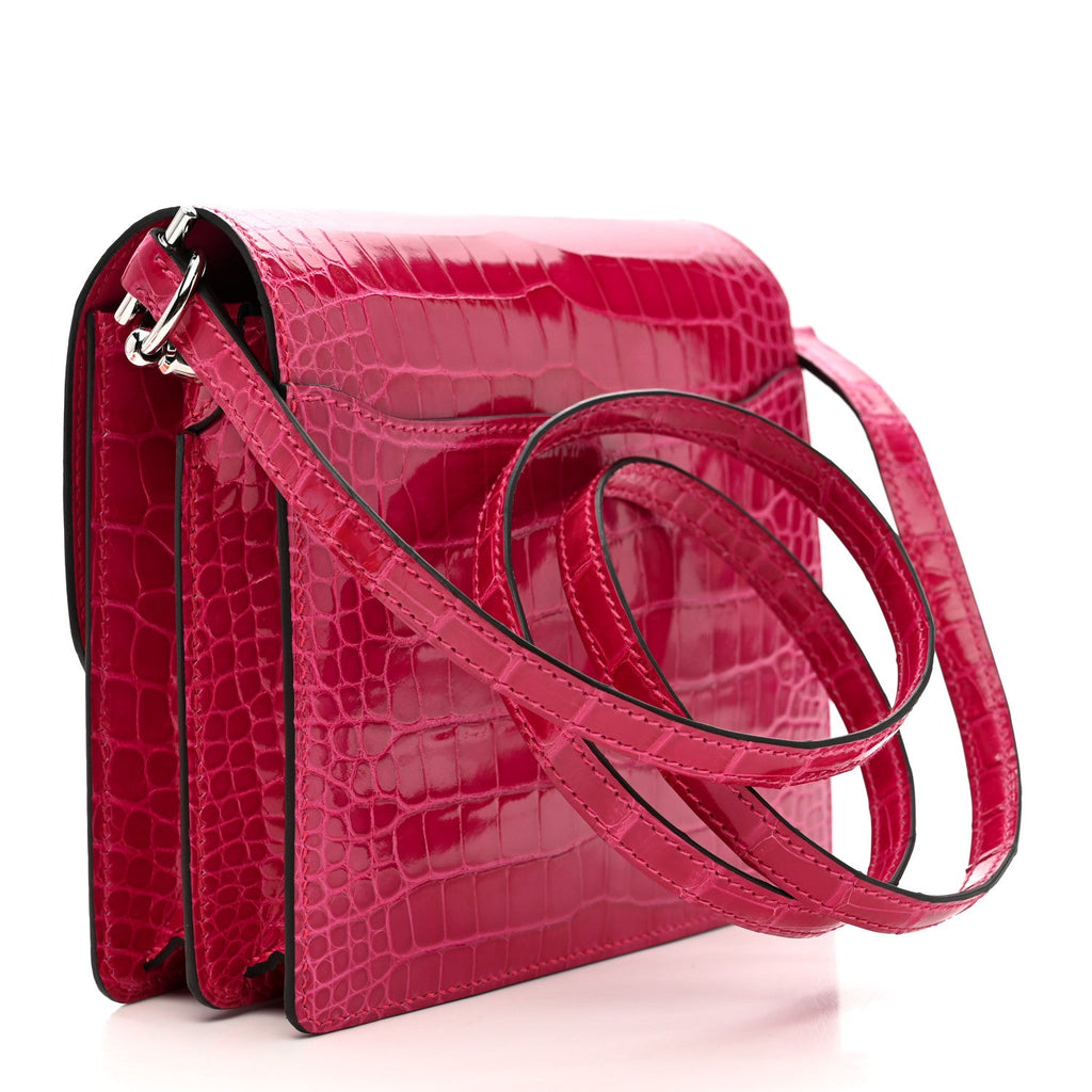Shiny Alligator Mini Sac Roulis Rose Mexico