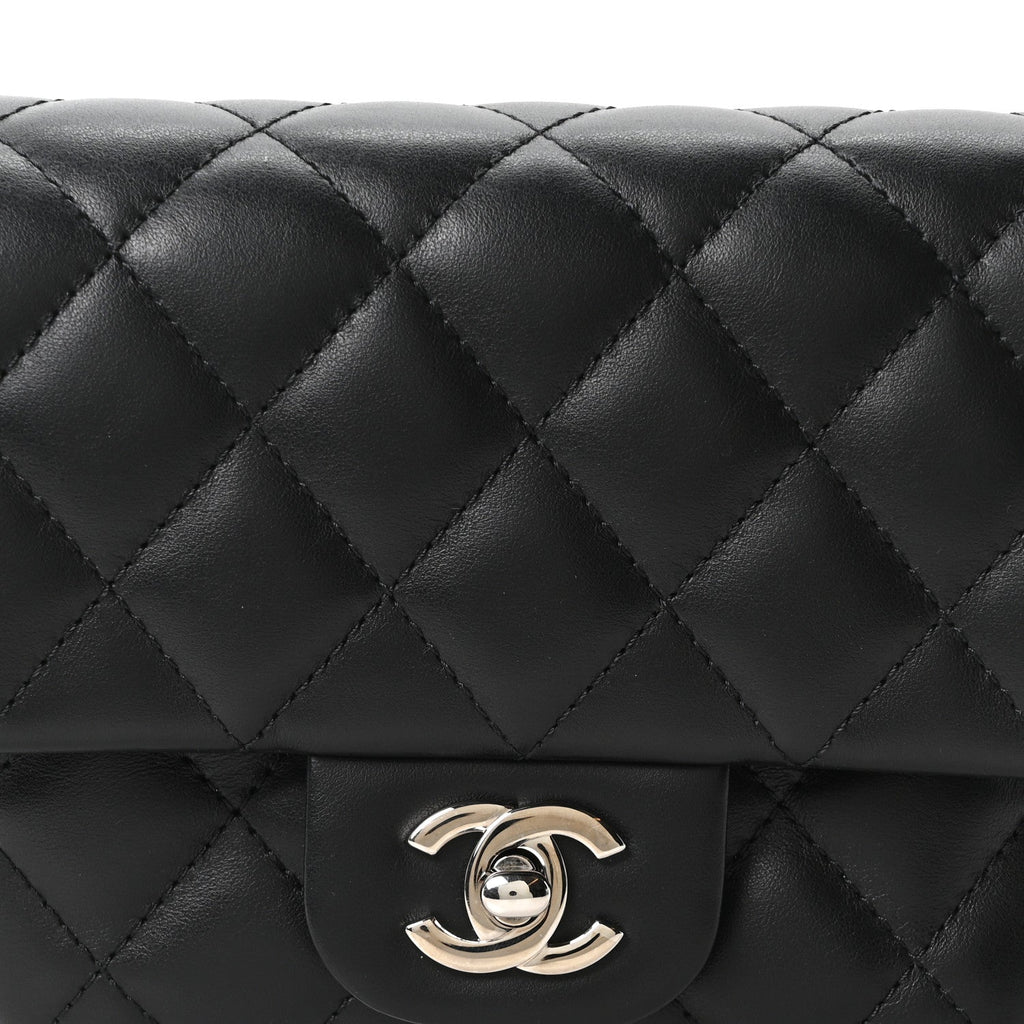 Calfskin Quilted CC Uniform Flap Belt Bag Black