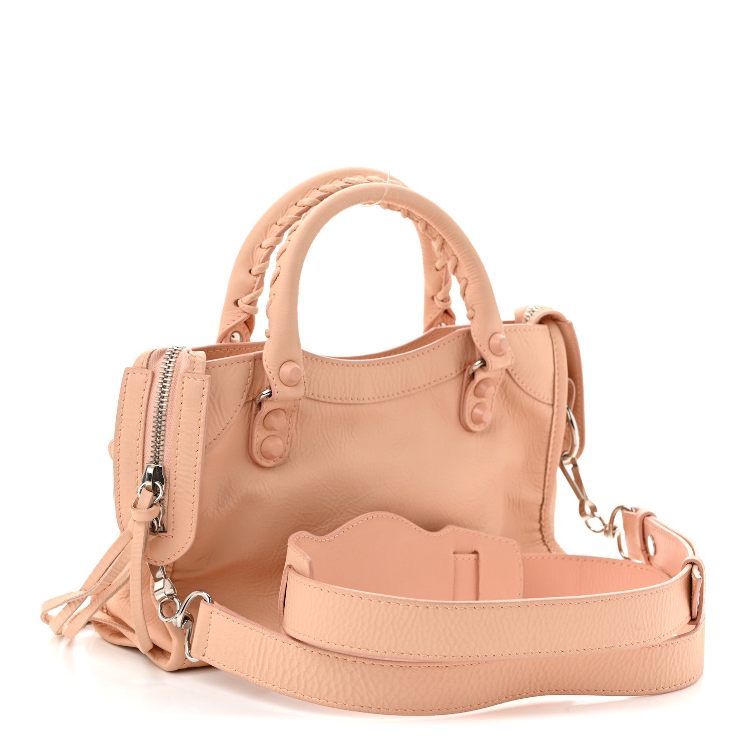 Matte Goatskin Rubber Covered Classic Hardware Mini City Rose Poudre